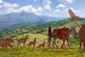 A sketch of the winning work placed in the environment